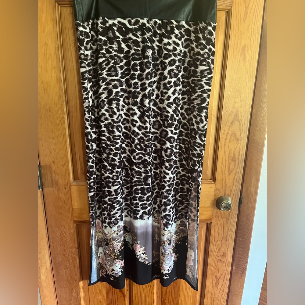 Venus Maxi Floral Leopard Skirt